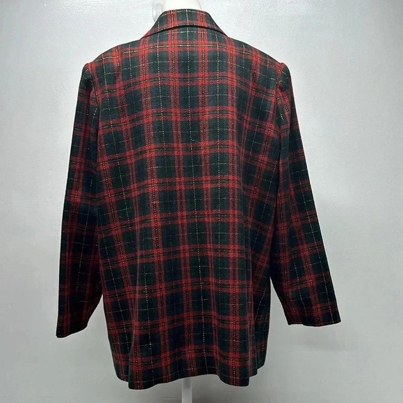 Sag Harbor Blazer Jacket Long Sleeve Plaid Wool Green Red Plus Size 20 W 20W - Picture 4 of 7